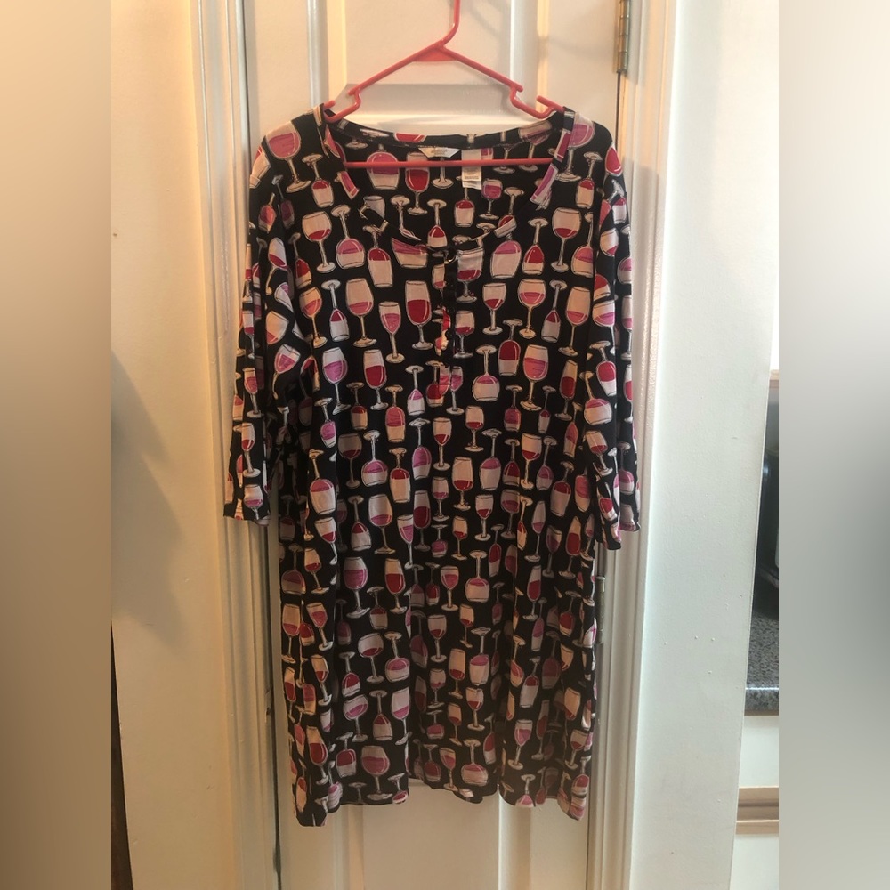 2x wine glass print pajamas